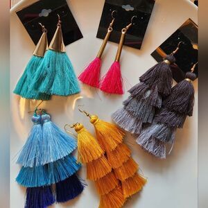 Fall Bulk Tassel Earrings 5 Pair
